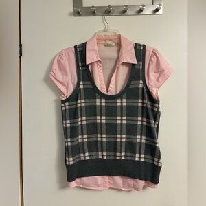Ricki's Pink and Gray Plaid Blouse